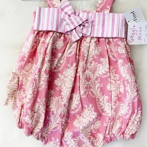 Giggle Moon damask bubble romper NWT